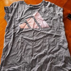Adidas Heather Gray Tee with Light Pink Accent
